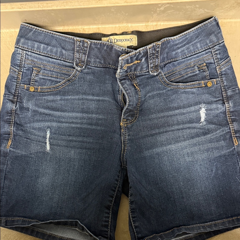 Democracy Dark Blue Denim Shorts “Ab” solution